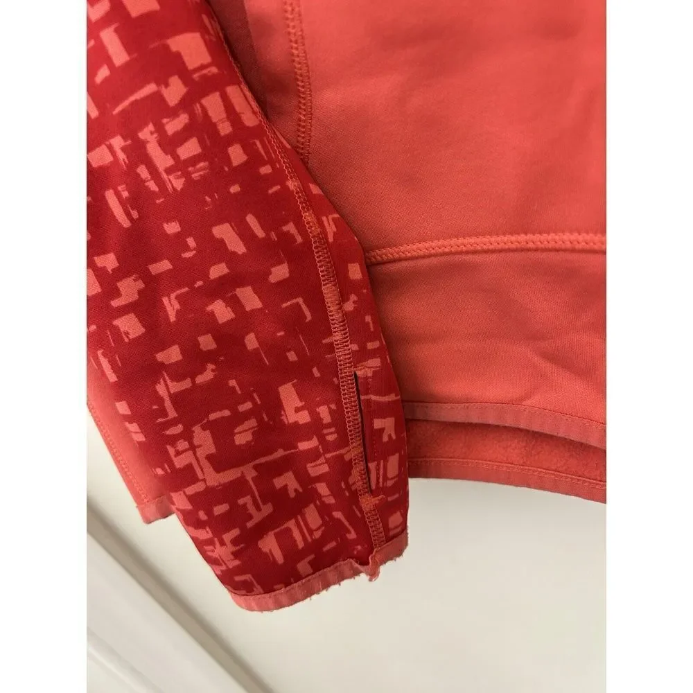 Nike Dri-Fit Hoodie Sweatshirt Women's Thumb Hole Cuffs Graphic Print Red Large